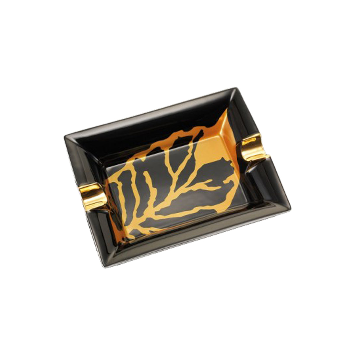 Schwarze Blatt-Aschenbecher - Gold