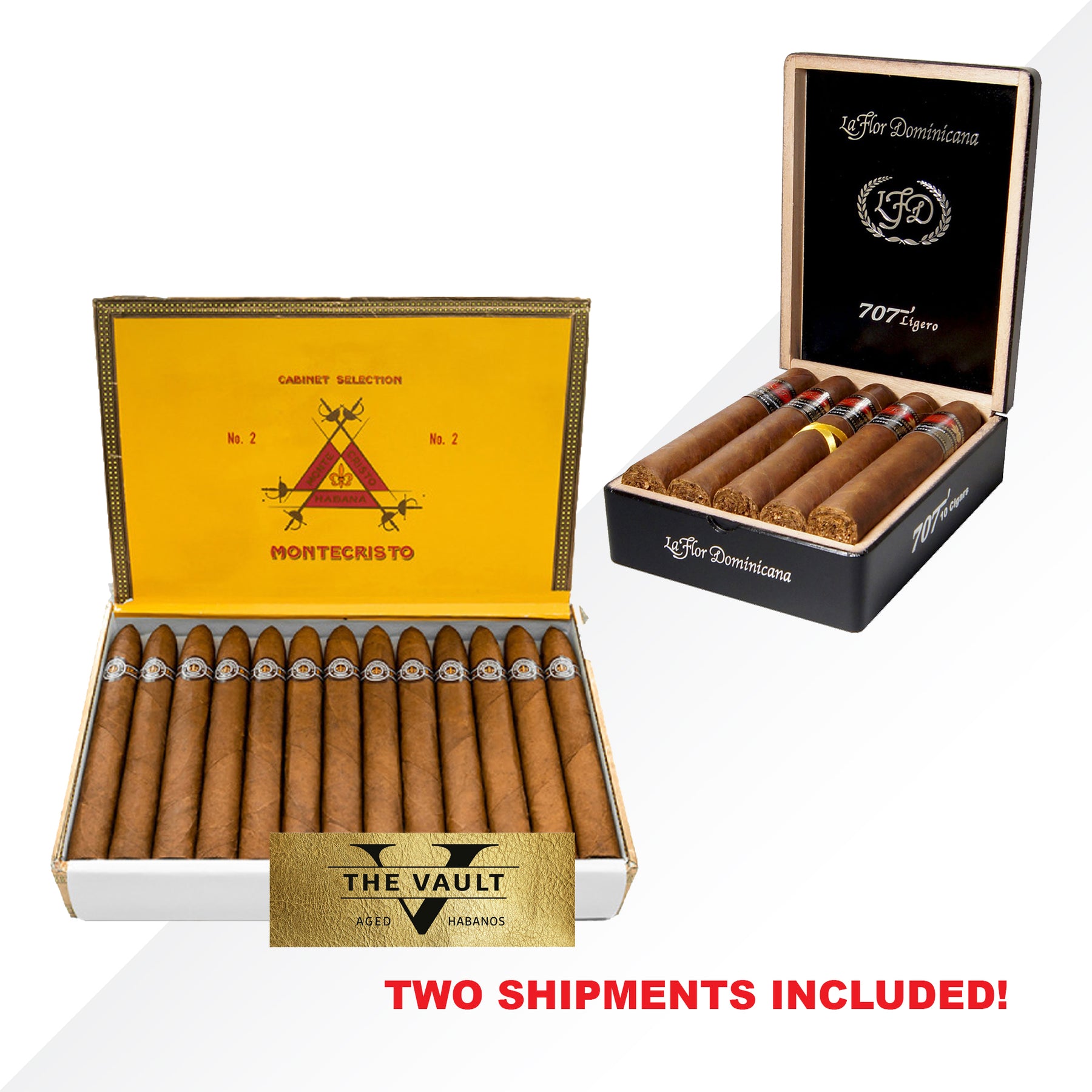 Montecristo No.2 THE VAULT + La Flor Dominicana 707 10 Stück